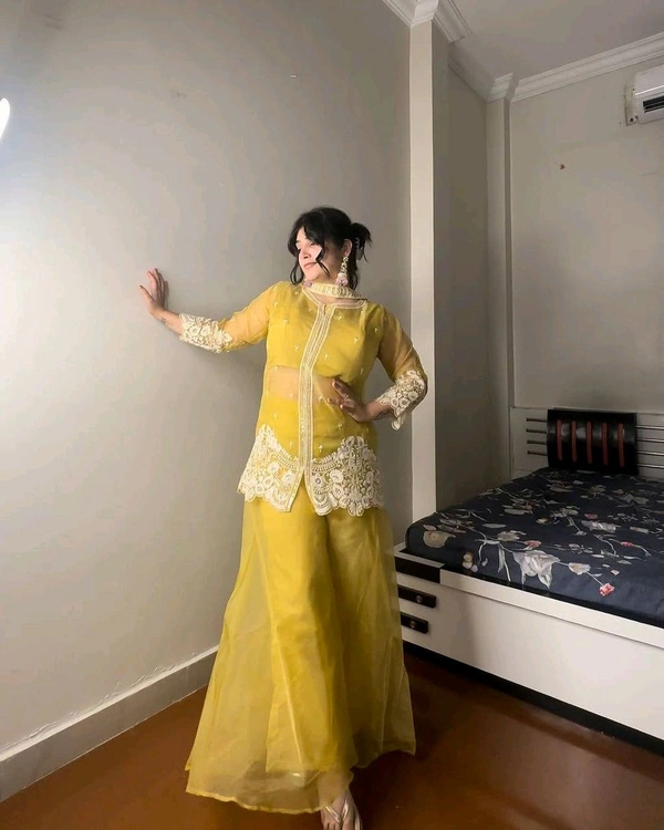 New Four Piece Indo-Western Outfit for the Trendy Wedding Season - Buddha Gold, L
