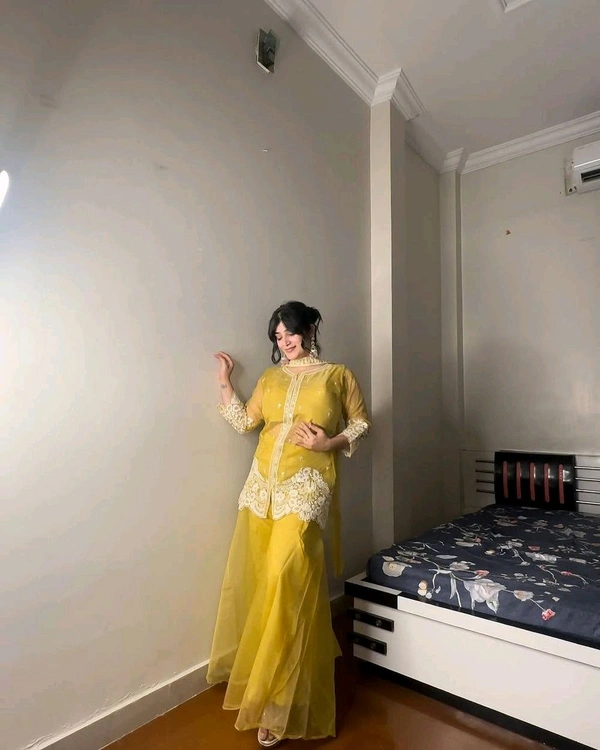 New Four Piece Indo-Western Outfit for the Trendy Wedding Season - Buddha Gold, L