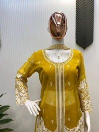 New Four Piece Indo-Western Outfit for the Trendy Wedding Season - Buddha Gold, L