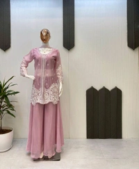 New Four Piece Indo-Western Outfit for the Trendy Wedding Season - Careys Pink, M