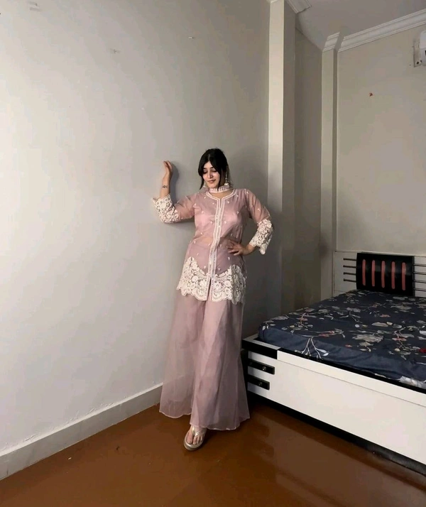 New Four Piece Indo-Western Outfit for the Trendy Wedding Season - Careys Pink, XL