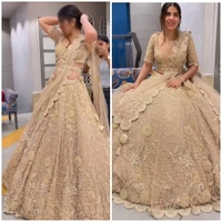 White Faux Georgette Lehenga Choli For Bride - Tan, Free Size