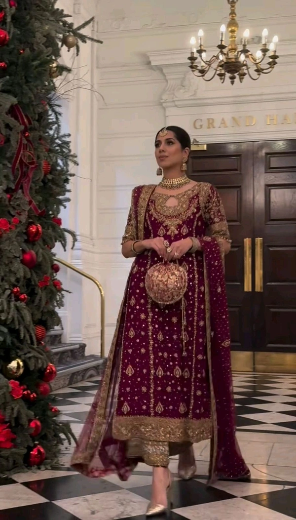 Glowing Red Color Faux Georgette With Embroidery Sequence Work Salwar Suit - Buccaneer, M