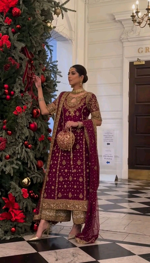 Glowing Red Color Faux Georgette With Embroidery Sequence Work Salwar Suit - Buccaneer, M