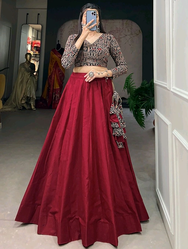 Black Color Cotton Plain Co-ord Set Lehenga Choli - Stiletto, S