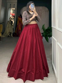 Black Color Cotton Plain Co-ord Set Lehenga Choli - Stiletto, S