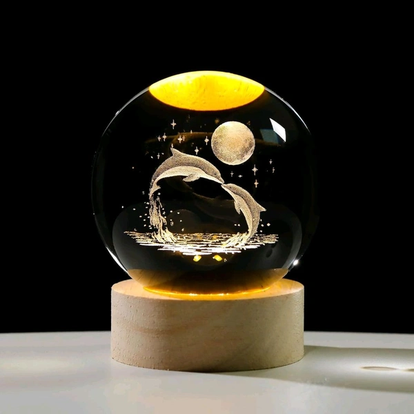 Finish TypePaintedBase MaterialWoodBulb BaseB15DProduct Dimensions6D x 8W x 6H CentimetersItem Weight350 GramsLamp TypeNight LightThis Luminous Crystal Ball Night Light is romantic for kids and adults. There are LED lamps on the wood base, and they are very bright. The product can be charged by USB and can be used as a bed light or flashlight.Beautiful Pattern: Design by 3D engravi