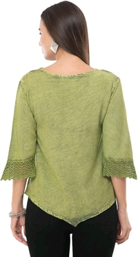 Women's Rayon Green Embroidery - Green Smoke, L