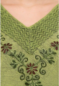 Women's Rayon Green Embroidery - Green Smoke, M