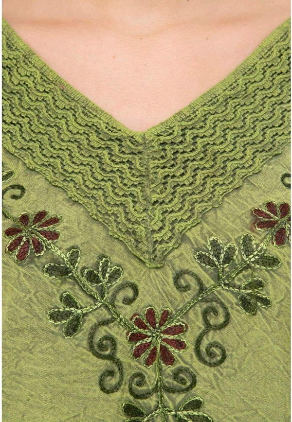 Women's Rayon Green Embroidery - Green Smoke, M