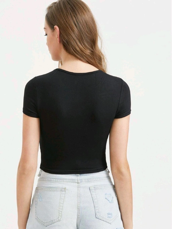 Casual Regular Sleeves Self Design Women Black Top - Black, L
