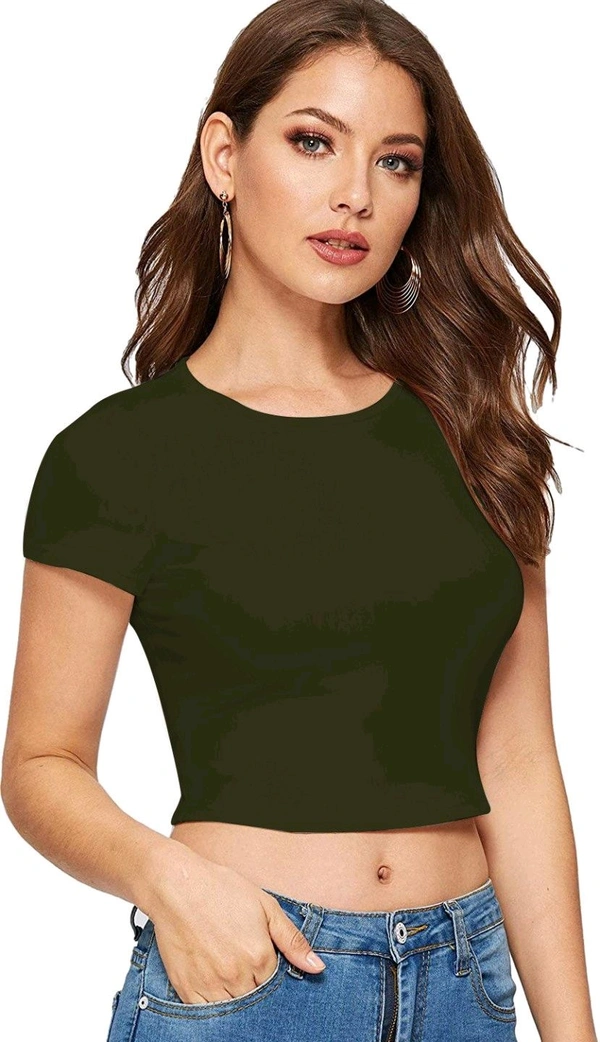 Casual Regular Sleeves Self Design Women Black Top - Thatch Green, L