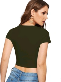 Casual Regular Sleeves Self Design Women Black Top - Thatch Green, L