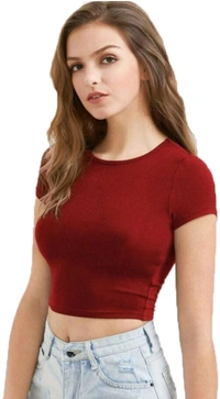 Casual Regular Sleeves Self Design Women Black Top - Old Brick, M