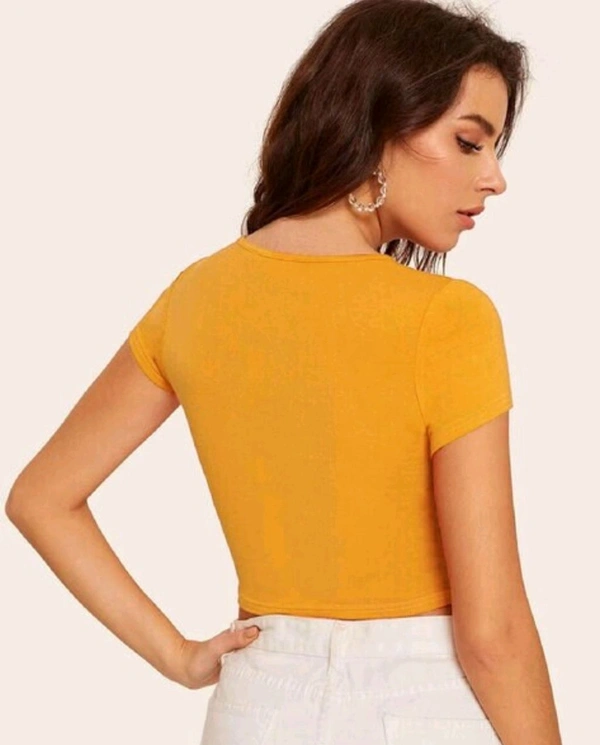 Casual Regular Sleeves Self Design Women Black Top - Fuel Yellow, S
