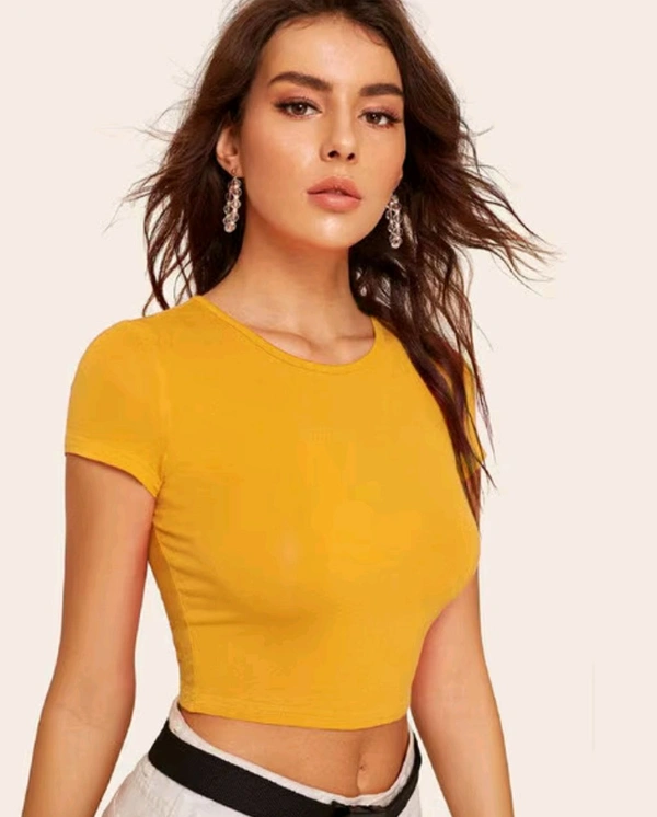 Casual Regular Sleeves Self Design Women Black Top - Fuel Yellow, XL