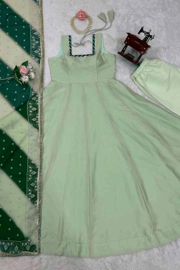 Pista Color Long Gown For Mehendi Rasam - Norway, XXL