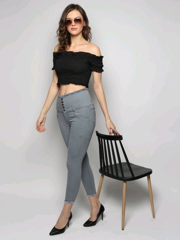 Women Skinny High Rise Black Jeans - Oslo Gray, 34