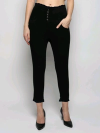 Women Skinny High Rise Black Jeans - Black, 34