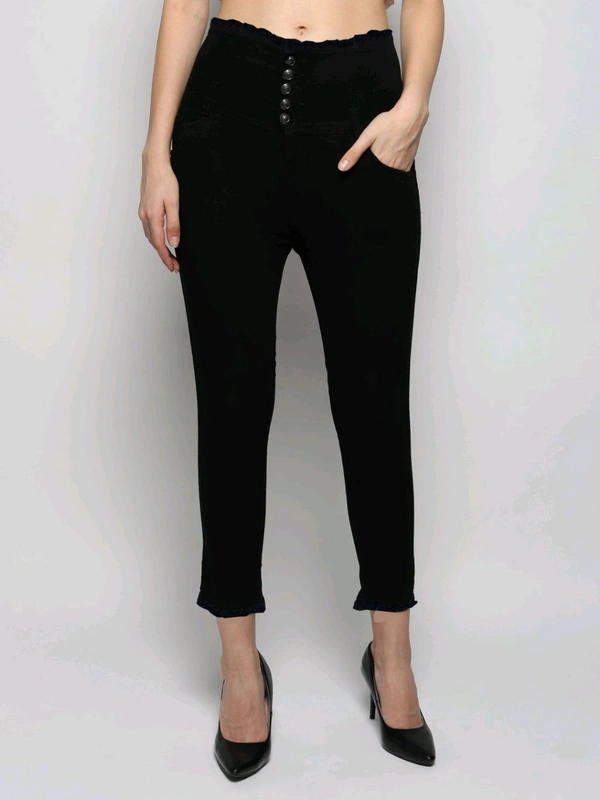 Women Skinny High Rise Black Jeans - Black, 34