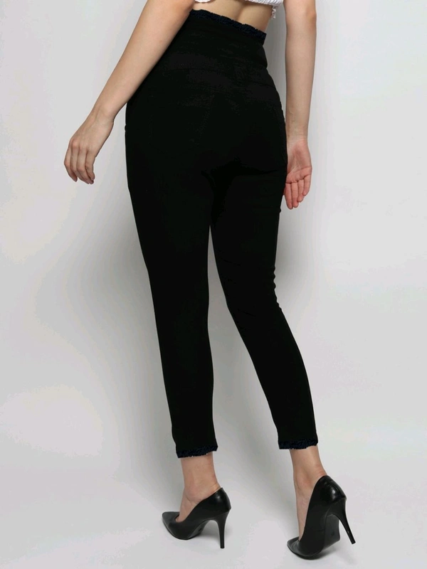 Women Skinny High Rise Black Jeans - Black, 34