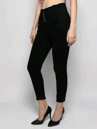 Women Skinny High Rise Black Jeans - Black, 34