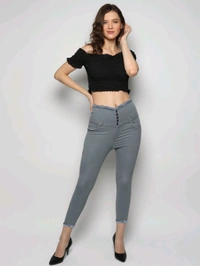 Women Skinny High Rise Black Jeans - Oslo Gray, 36