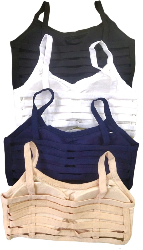 Pack of 4 Women Bralette Lightly Padded Bra (Multicolor) - 30A, Navy Blue