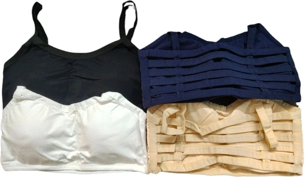 Pack of 4 Women Bralette Lightly Padded Bra (Multicolor) - 32A, Navy Blue