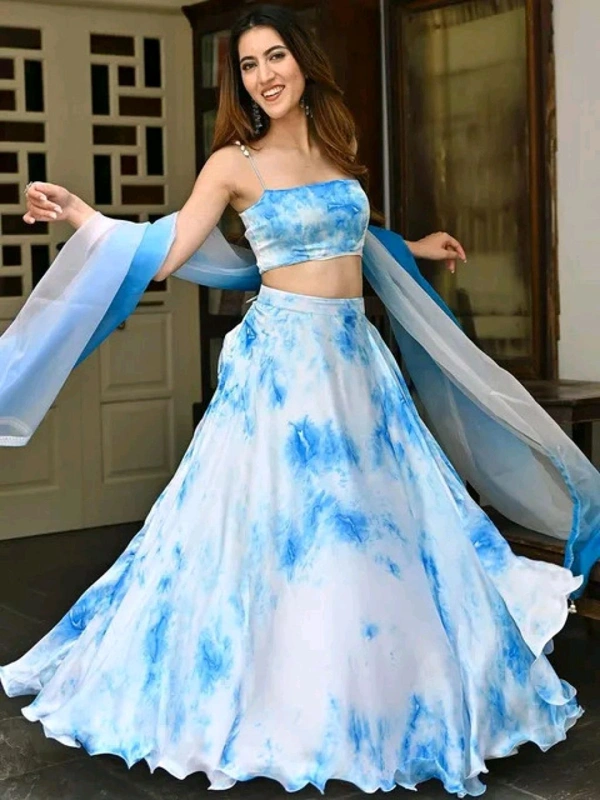 Printed Semi Stitched Lehenga Choli (White) - Semi Stitched, Allports