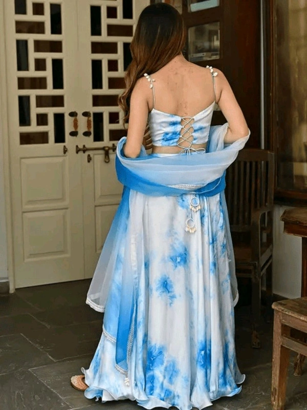 Printed Semi Stitched Lehenga Choli (White) - Semi Stitched, Allports