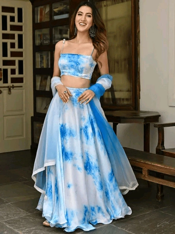 Printed Semi Stitched Lehenga Choli (White) - Semi Stitched, Allports