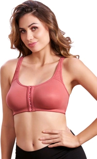 Women Cotton Brushed Lycra Full Coverage No Bounce, Non-Wired, Non-Padded Front Open Magic Bra with Back Support - New York Pink, 40B