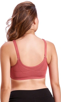 Women Cotton Brushed Lycra Full Coverage No Bounce, Non-Wired, Non-Padded Front Open Magic Bra with Back Support - New York Pink, 44B