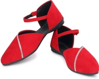 Saba Collection Women Flats Sandal (Black, 7) - Red, 3
