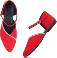 Saba Collection Women Flats Sandal (Black, 7) - Red, 3