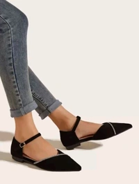 Saba Collection Women Flats Sandal (Black, 7) - Black, 4