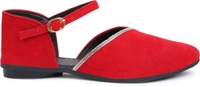 Saba Collection Women Flats Sandal (Black, 7) - Red, 7