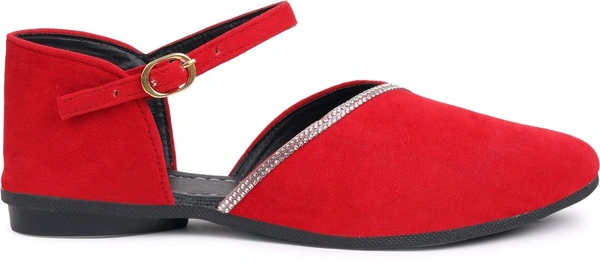 Saba Collection Women Flats Sandal (Black, 7) - Red, 7