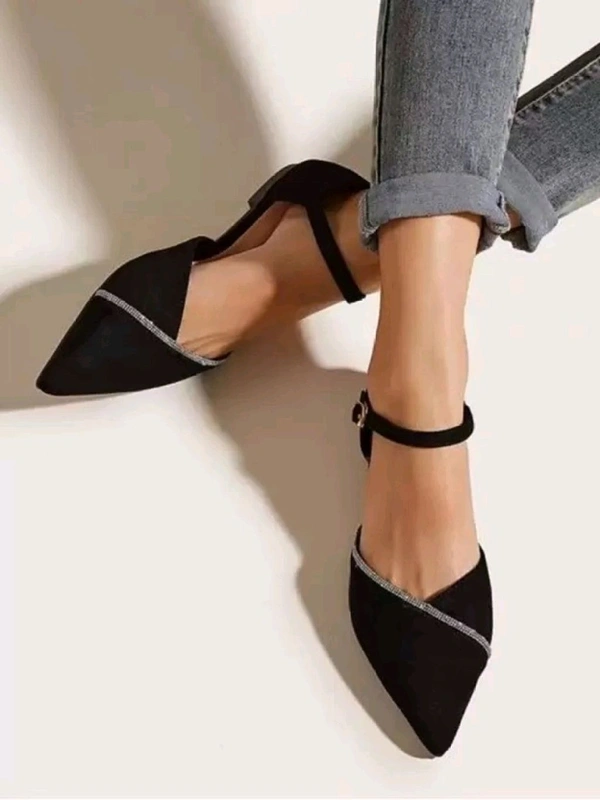 Saba Collection Women Flats Sandal (Black, 7) - Black, 8
