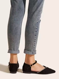 Saba Collection Women Flats Sandal (Black, 7) - Black, 8