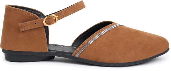 Saba Collection Women Flats Sandal (Black, 7) - Antique Brass, 8