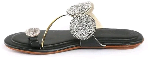 Bootify Women Flats Sandal (Grey, 7) - Black, 5