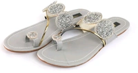 Bootify Women Flats Sandal (Grey, 7) - Cotton Seed, 8
