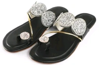 Bootify Women Flats Sandal (Grey, 7) - Black, 8