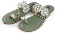 Bootify Women Flats Sandal (Grey, 7) - Camouflage Green, 9