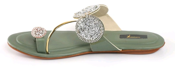 Bootify Women Flats Sandal (Grey, 7) - Camouflage Green, 9