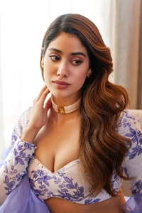 Janhvi Kapoor In Our Lehenga Set With Blouse And Organza Duptta - Free Size, Amethyst Smoke