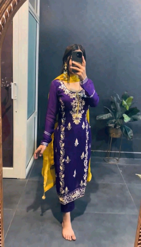 👉👗💥*Launching New Designer Party Wear Look Top-Dupatta and Fully Stiched Bottom*💥👗💃🛍👌 - M, Meteorite