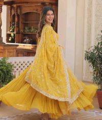 Women's Georgette Anarkali kurta set & Duptta For Women - Hokey Pokey, XXL